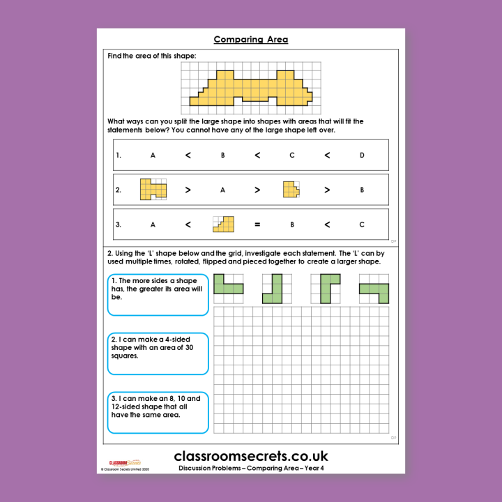 Year 4 Compare Areas Area Discussion Problem