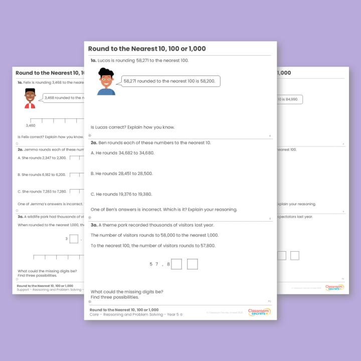 Year 5 Round to the Nearest 10, 100 or 1,000 Place Value Reasoning and Problem Solving