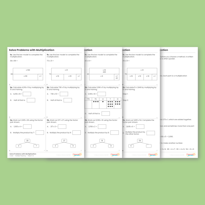 Year 6 Solve Problems with Multiplication Addition, Subtraction, Multiplication and Division Varied Fluency