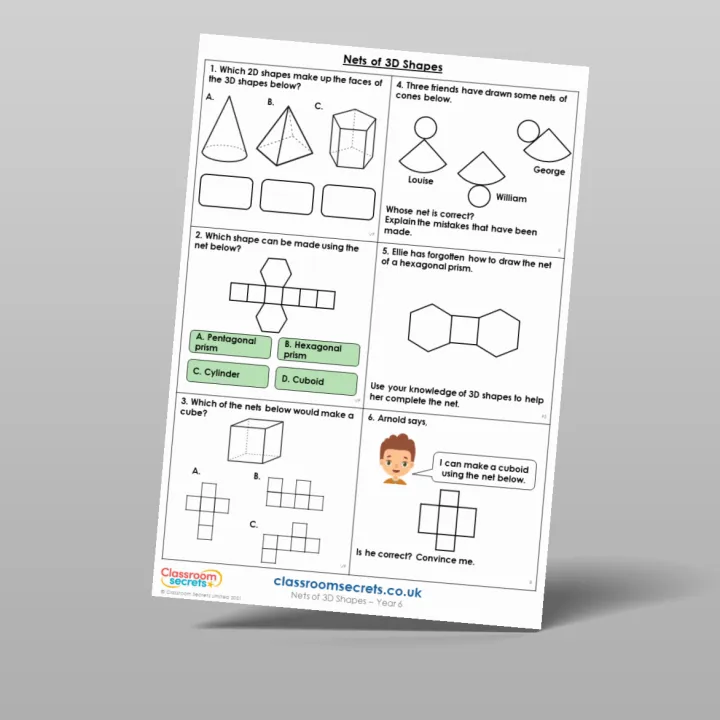 Classroom Secrets | Collection Page Year 6 Nets of 3D Shapes
