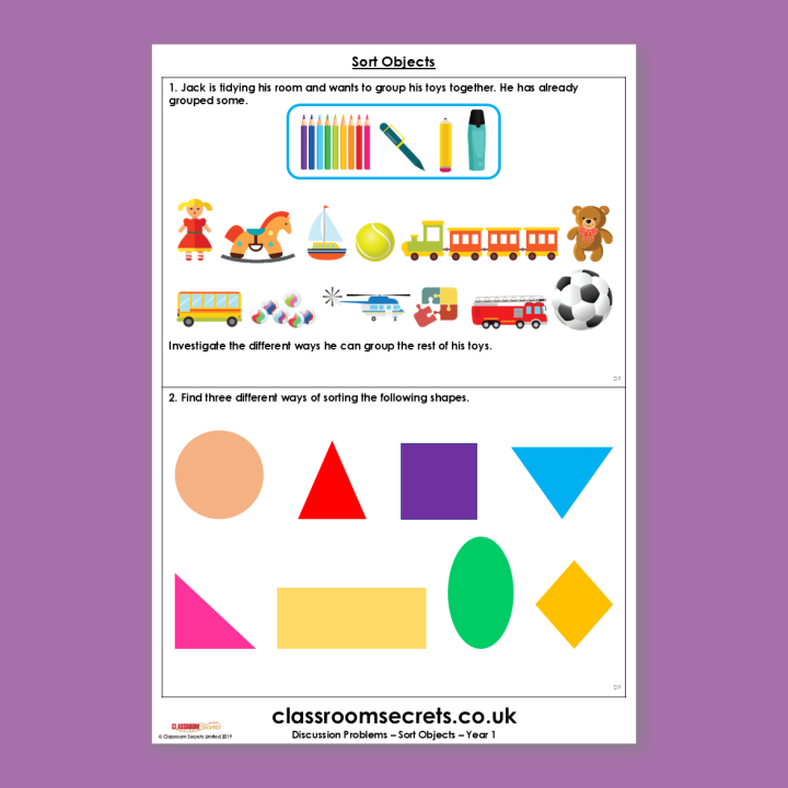 Year 1 Sort Objects Discussion Problem
