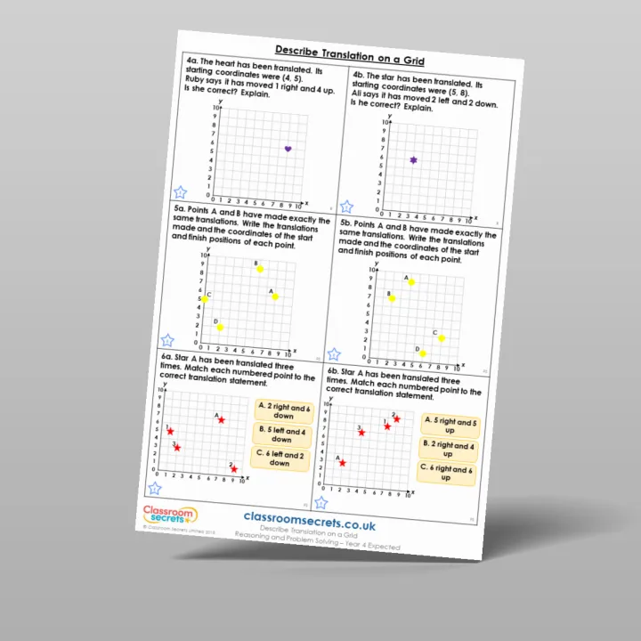 Classroom Secrets | Collection Page Year 4 Describe Translation On a Grid