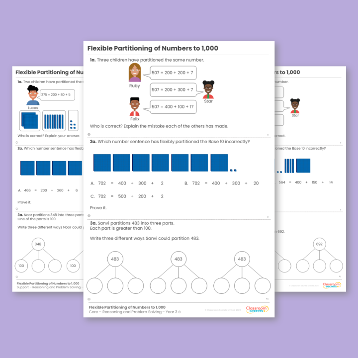 Year 3 Flexible Partitioning of Numbers to 1,000 Place Value Reasoning and Problem Solving