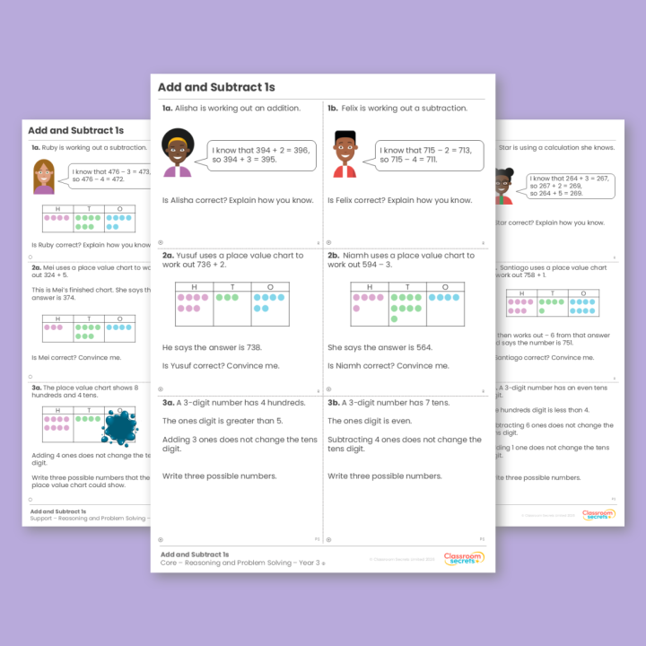 Year 3 Add and Subtract 1s Addition and Subtraction Reasoning and Problem Solving