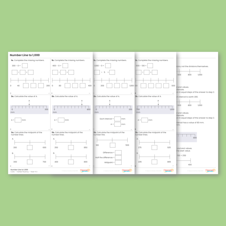 Year 4 Number Line to 1,000 Place Value Varied Fluency