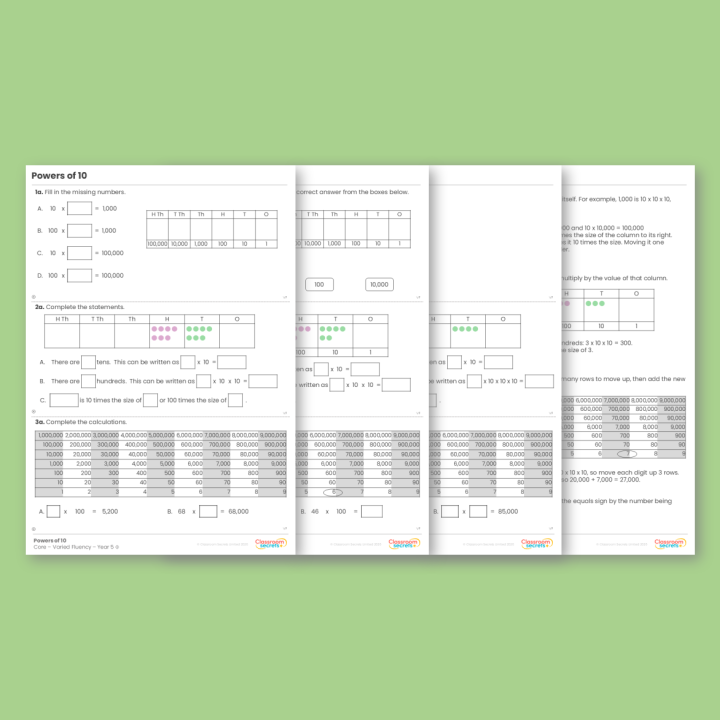 Year 5 Powers of 10 Place Value Varied Fluency