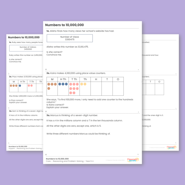 Year 6 Numbers to 10,000,000 Place Value Reasoning and Problem Solving