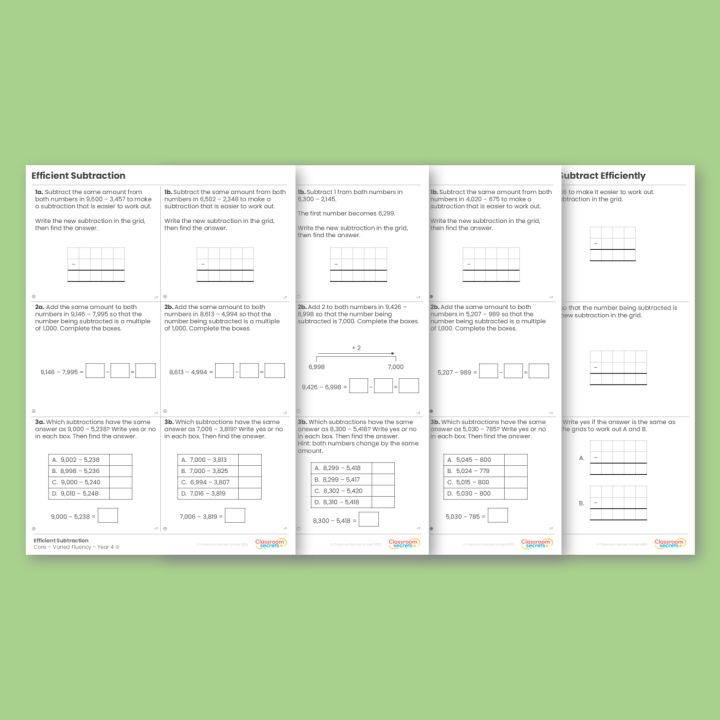 Year 4 Efficient Subtraction Addition and Subtraction Varied Fluency