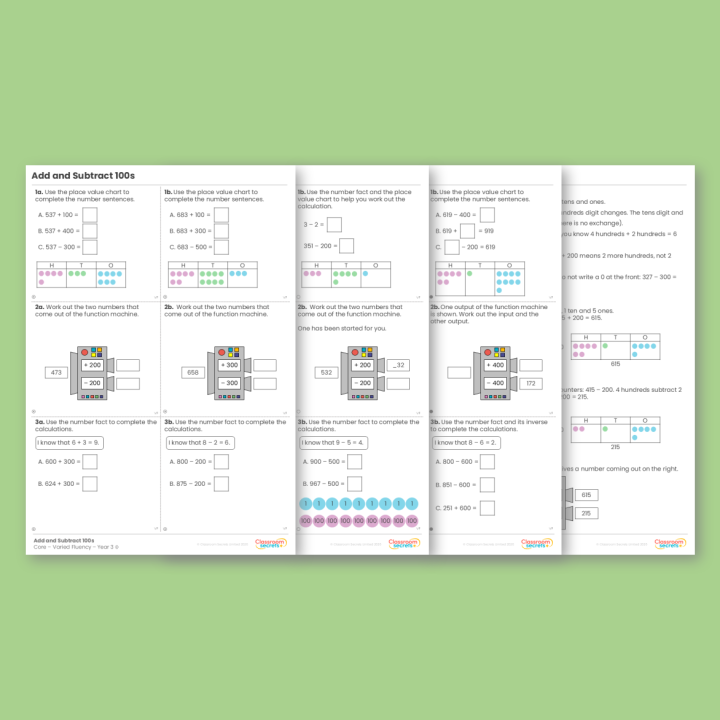 Year 3 Add and Subtract 100s Addition and Subtraction Varied Fluency