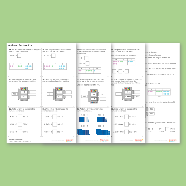 Year 3 Add and Subtract 1s Addition and Subtraction Varied Fluency