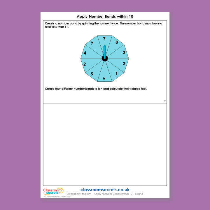 Year 3 Apply Number Bonds within 10 Addition and Subtraction Deeper Reasoning Discussion Problem