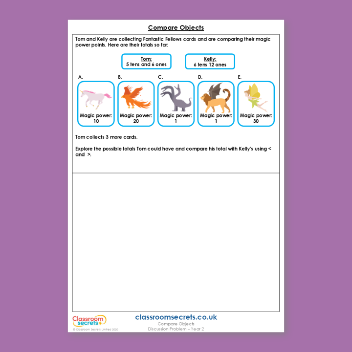 Year 2 Compare Objects Place Value Deeper Reasoning Discussion Problem