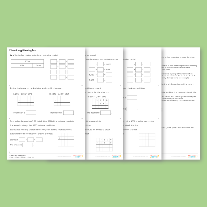 Year 4 Checking Strategies Addition and Subtraction Varied Fluency