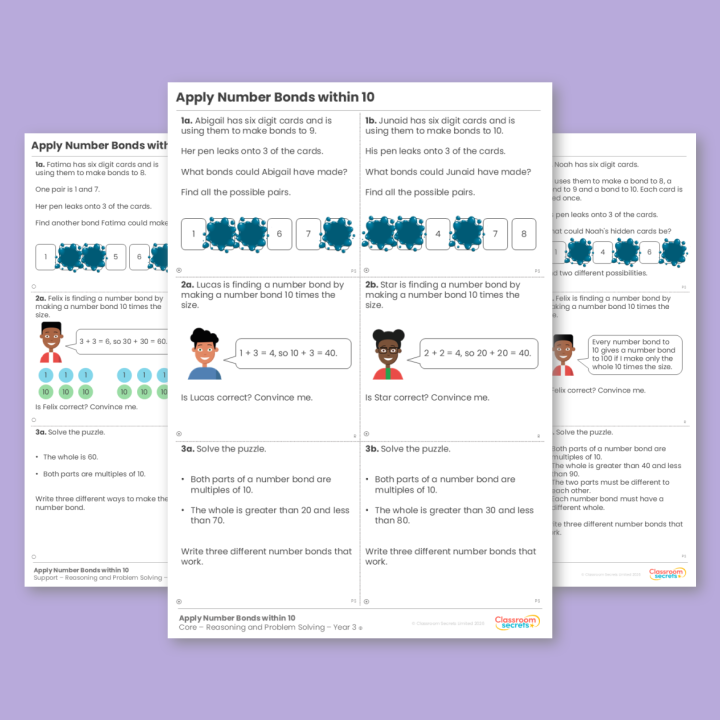 Year 3 Apply Number Bonds within 10 Addition and Subtraction Reasoning and Problem Solving