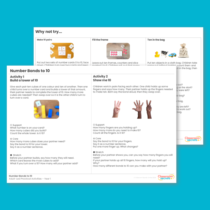 Year 1 Number Bonds to 10 Addition and Subtraction (within 10) Adult-Led Practical Activities