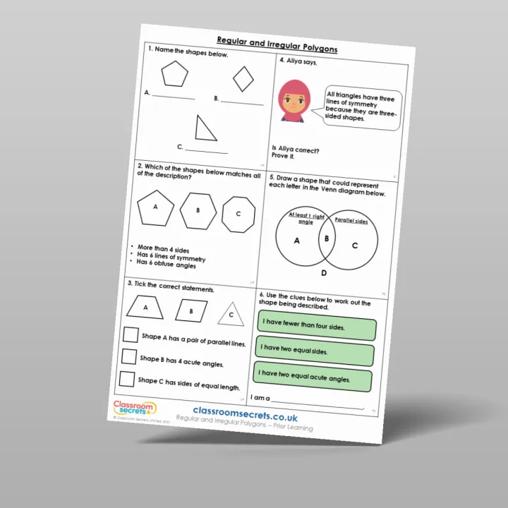 Classroom Secrets | Collection Page Year 5 Regular and Irregular Polygons