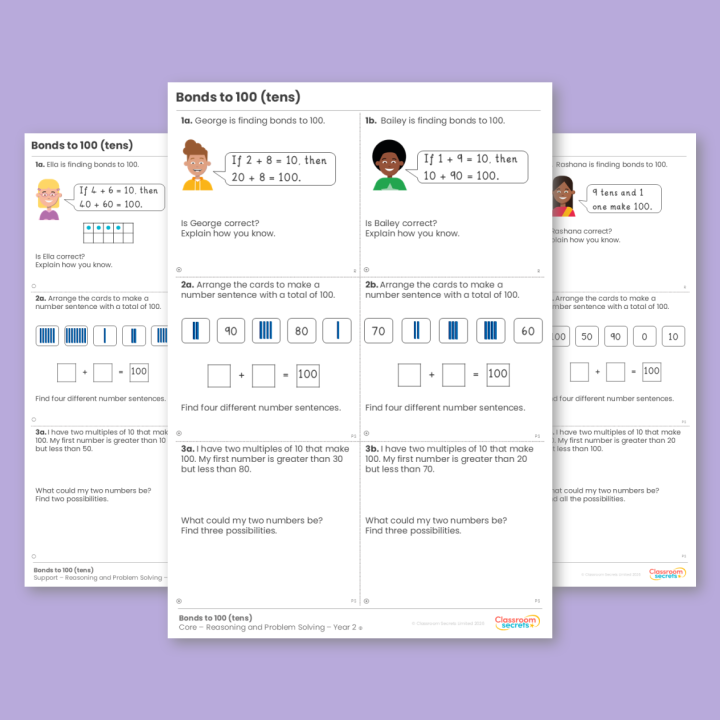 Year 2 Bonds to 100 (Tens) Addition and Subtraction Reasoning and Problem Solving