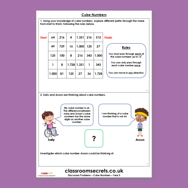 Year 5 Cube Numbers Multiplication and Division A Discussion Problem