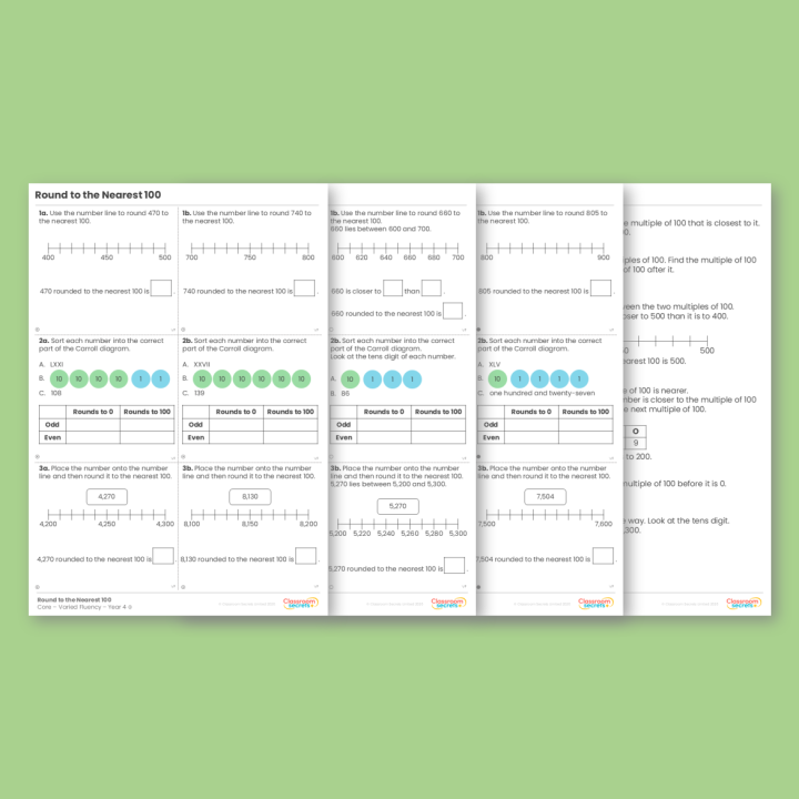 Year 4 Round to the Nearest 100 Place Value Varied Fluency