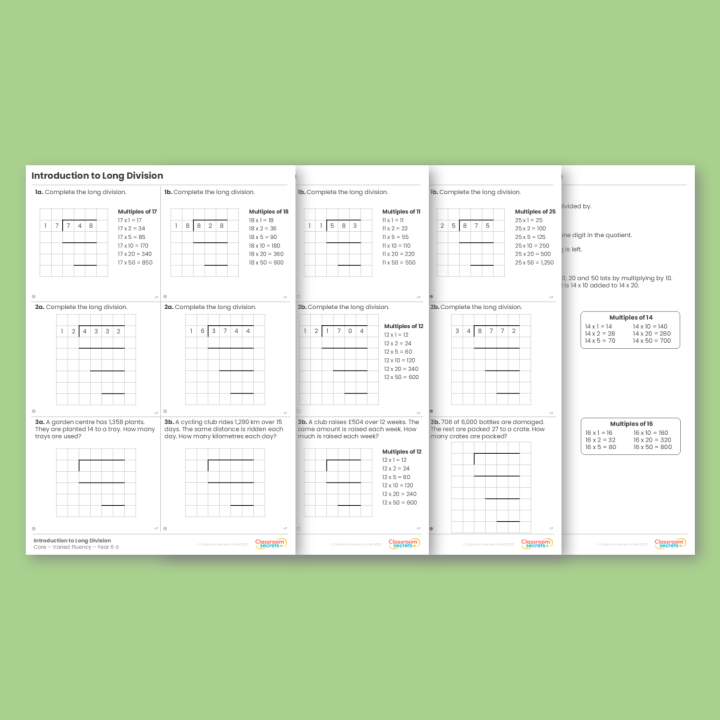 Year 6 Introduction to Long Division Addition, Subtraction, Multiplication and Division Varied Fluency