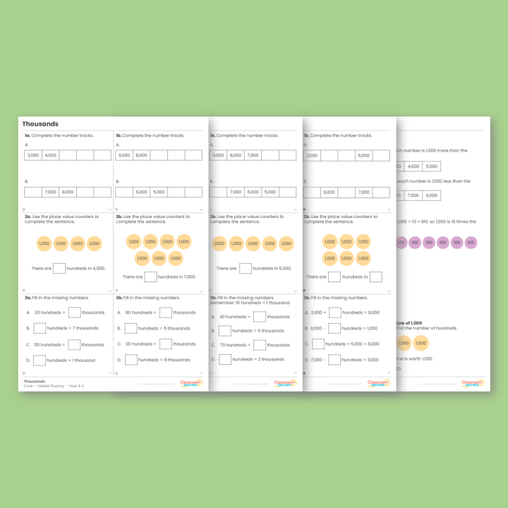Year 4 Thousands Place Value Varied Fluency
