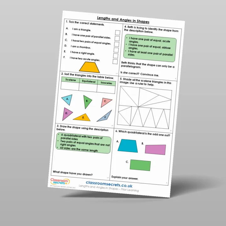 Classroom Secrets | Collection Page Year 5 Lengths and Angles in Shapes