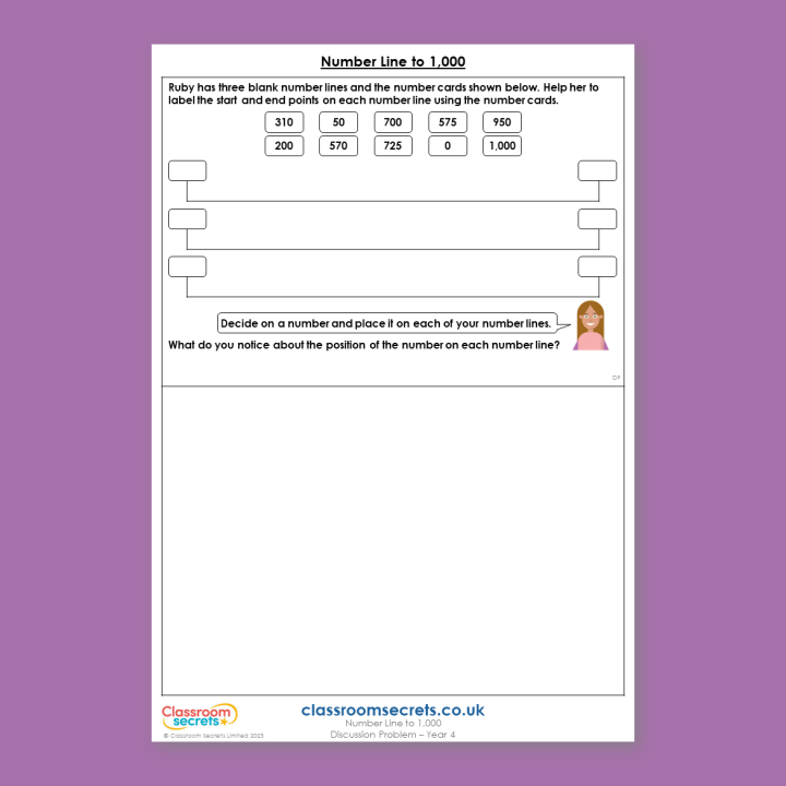 Year 4 Number Line to 1,000 Place Value Deeper Reasoning Discussion Problem