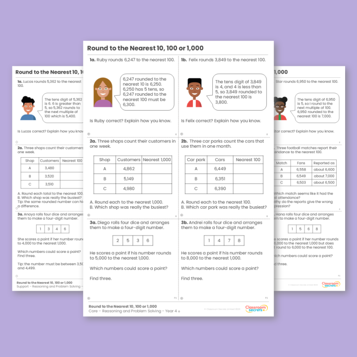 Year 4 Round to the Nearest 10, 100 or 1,000 Place Value Reasoning and Problem Solving