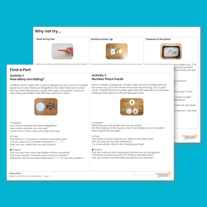 Year 1 Find a Part Addition and Subtraction (within 10) Adult-Led Practical Activities
