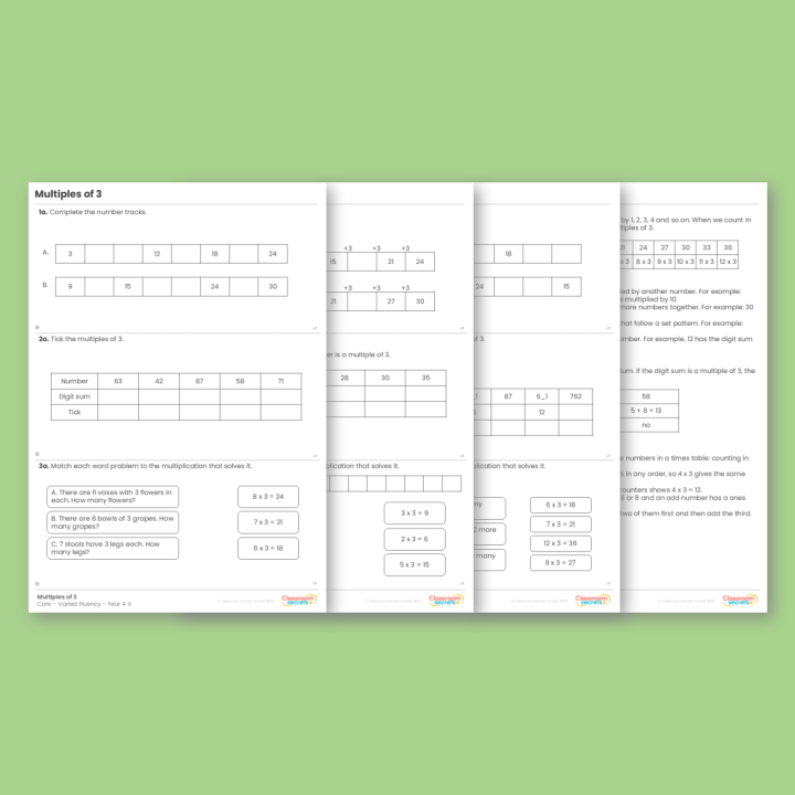 Year 4 Multiples of 3 Multiplication and Division A Varied Fluency