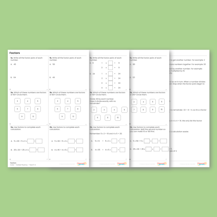 Year 5 Factors Multiplication and Division A Varied Fluency