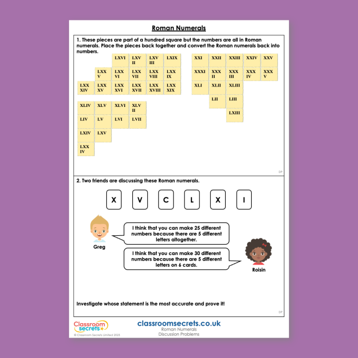 Year 4 Roman Numerals Place Value Deeper Reasoning Discussion Problem