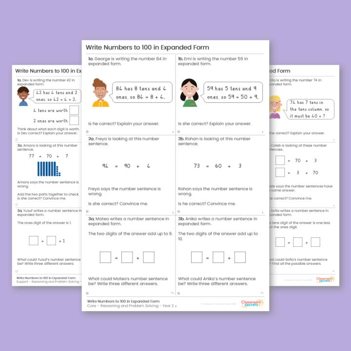 Year 2 Write Numbers to 100 in Expanded Form Place Value Reasoning and Problem Solving