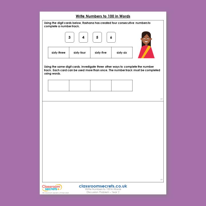 Year 2 Write Numbers to 100 in Words Place Value Deeper Reasoning Discussion Problem