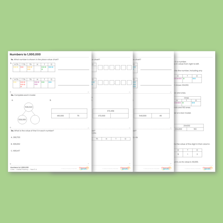 Year 5 Numbers to 1,000,000 Place Value Varied Fluency