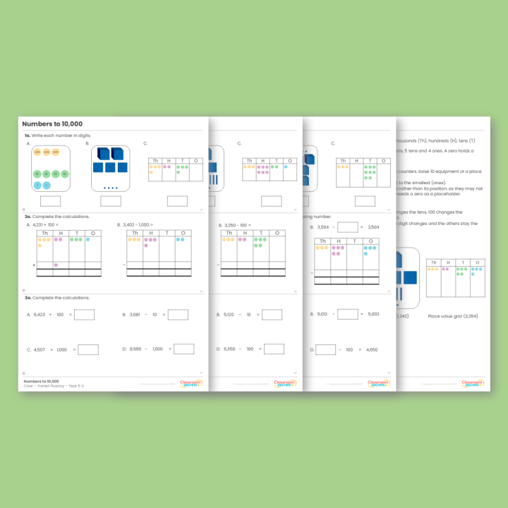 Year 5 Numbers to 10,000 Place Value Varied Fluency