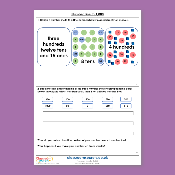 Year 3 Number Line to 1,000 Place Value Deeper Reasoning Discussion Problem
