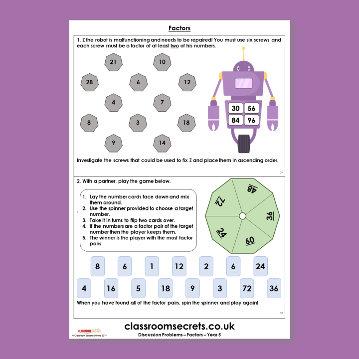Year 5 Factors Multiplication and Division Deeper Reasoning Discussion Problem