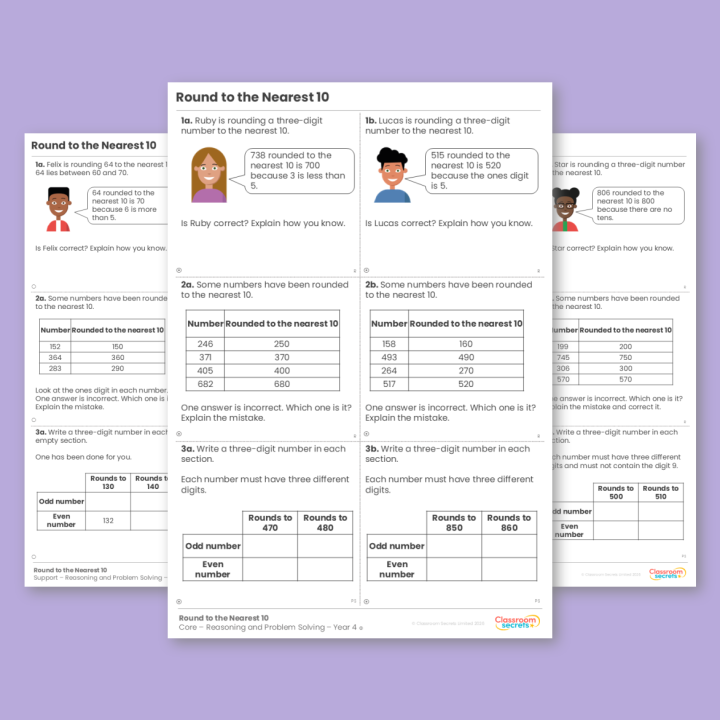 Year 4 Round to the Nearest 10 Place Value Reasoning and Problem Solving