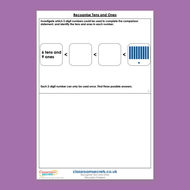 Year 2 Recognise Tens and Ones Place Value Deeper Reasoning Discussion Problem