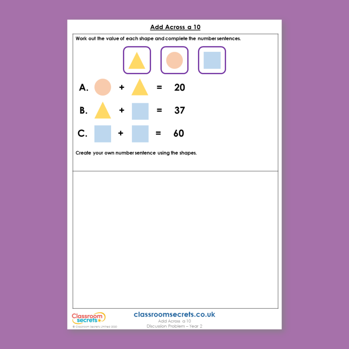 Year 2 Add Across a 10 Discussion Problem