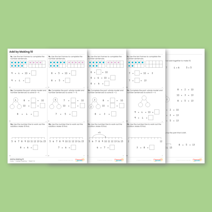 Year 2 Add by Making 10 Addition and Subtraction Varied Fluency