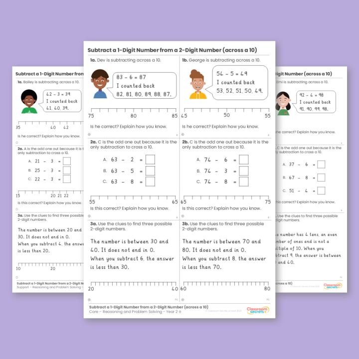 Year 2 Subtract a 1-Digit Number From a 2-Digit Number (Across a 10) Addition and Subtraction Reasoning and Problem Solving