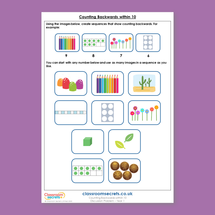 Year 1 Counting Backwards within 10 Discussion Problem