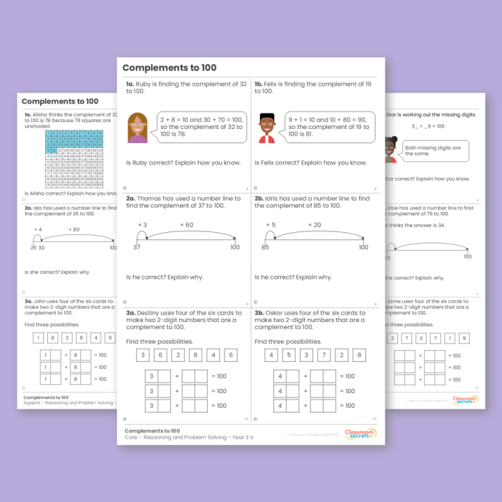 Year 3 Complements to 100 Addition and Subtraction Reasoning and Problem Solving