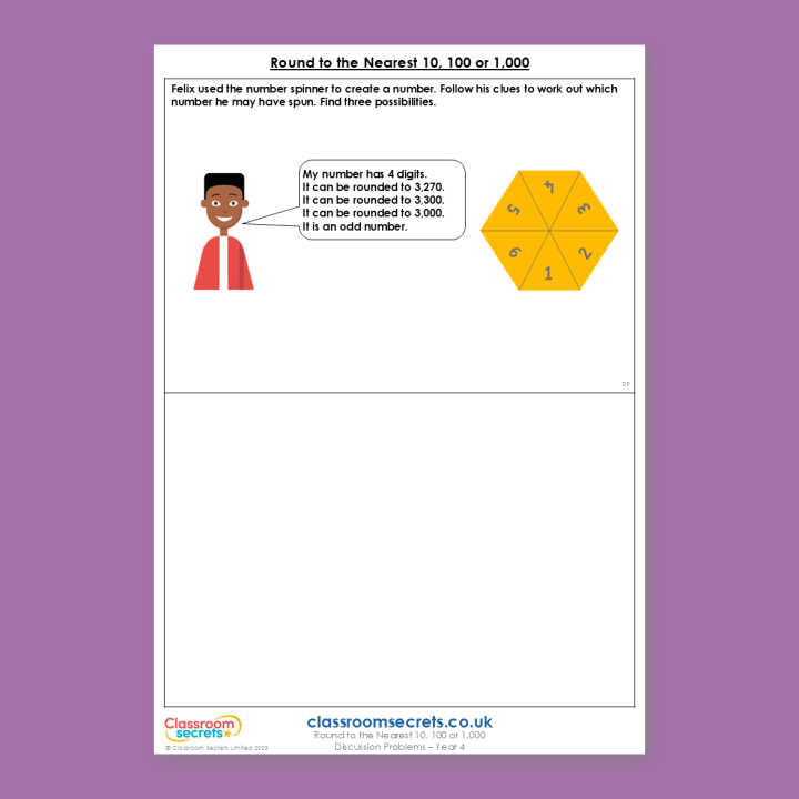 Year 4 Round to the Nearest 10, 100 or 1,000 Place Value Deeper Reasoning Discussion Problem