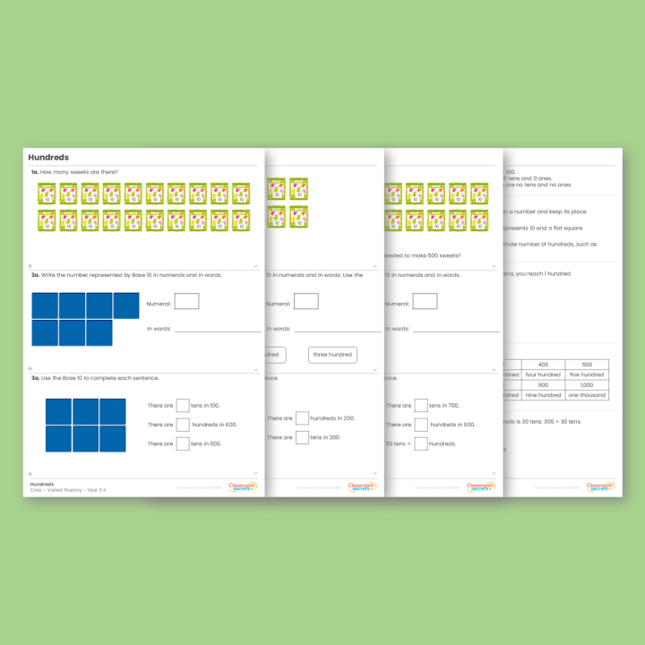 Year 3 Hundreds Place Value Varied Fluency