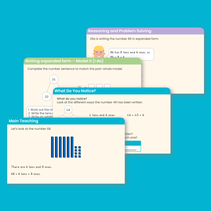 Year 2 Write Numbers to 100 in Expanded Form Place Value Teaching PowerPoint