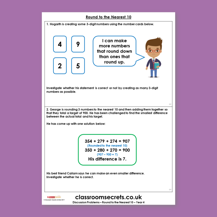 Year 4 Round to the Nearest 10 Place Value Deeper Reasoning Discussion Problem