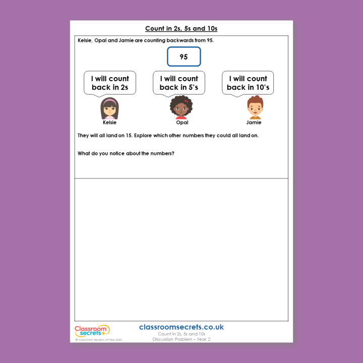 Year 2 Count in 2s, 5s and 10s Place Value Deeper Reasoning Discussion Problem
